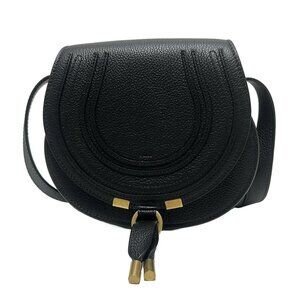 Chloe Mercy Small Saddlebag Black Calf Skin - Shoulder Bag 522-080925